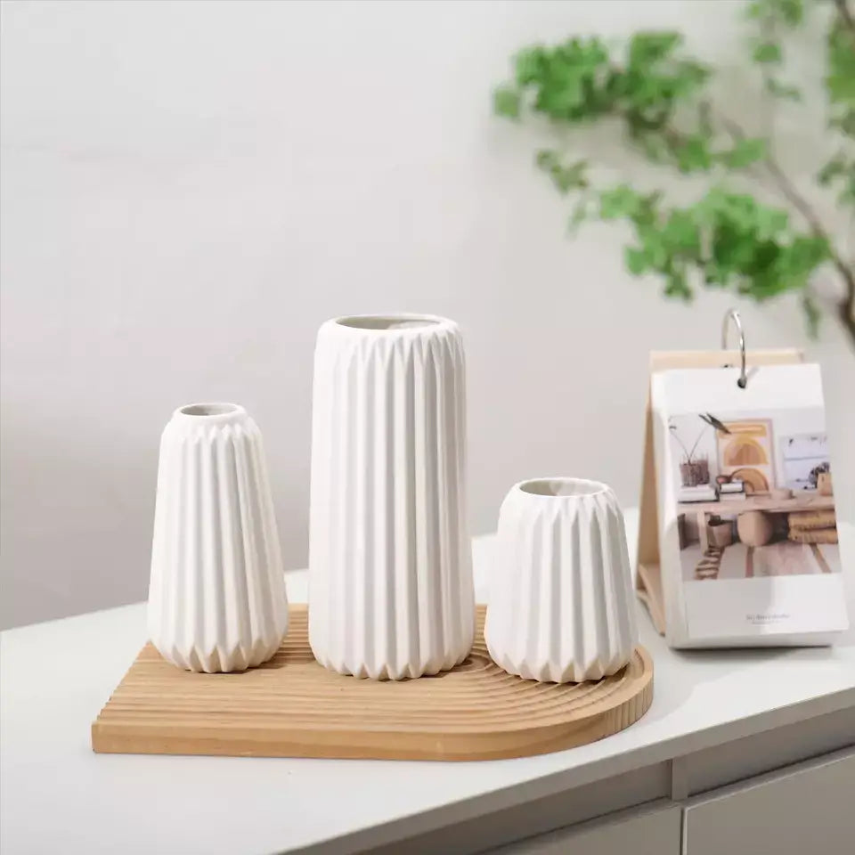 Jeriah Ceramic Vase Set (3 Pcs) - White