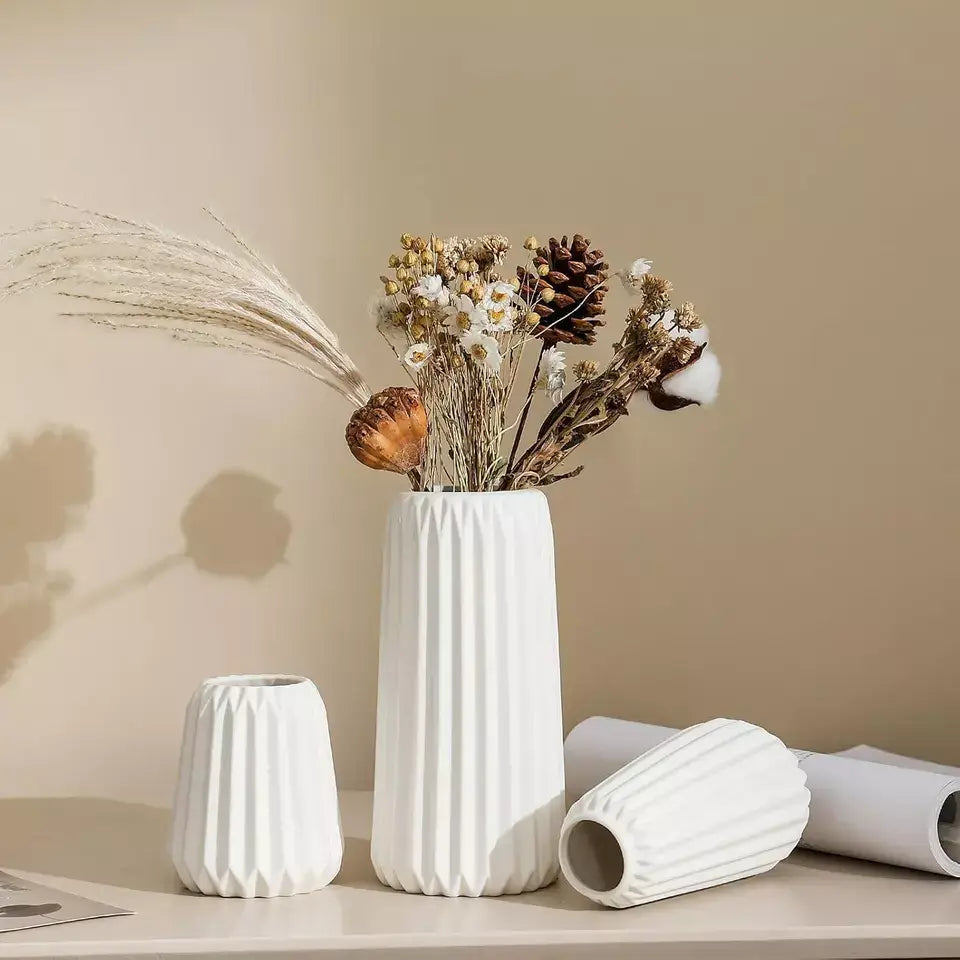 Jeriah Ceramic Vase Set (3 Pcs) - White
